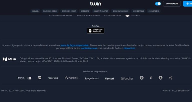 Un aperçu rapide de Twin Casino